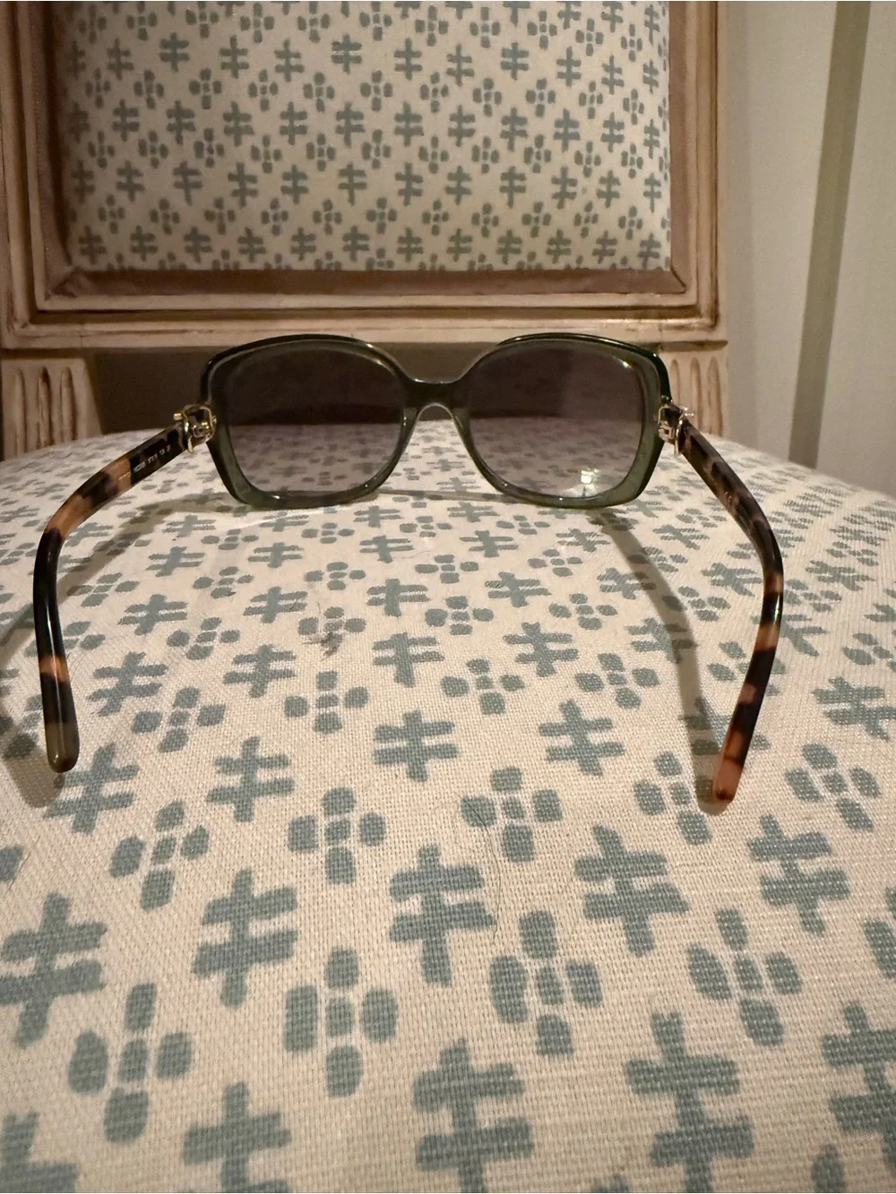 Tory Burch Olive Green Oversized Sunglasses with Tortoiseshell Temples